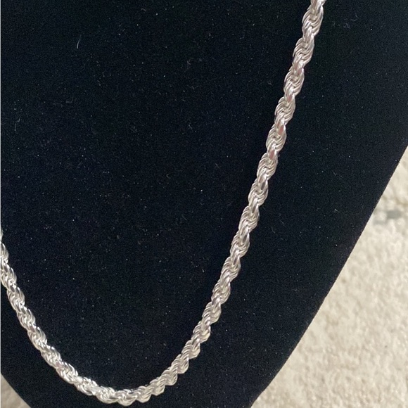 Real 925 Sterling Silver Diamond Cut Rope Chain Made in Italy 4.5mm 20 inch - Picture 2 of 2
